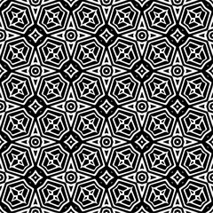 Vector geometric traditional folk ornament. Ethnic seamless pattern. Minimal ornamental background with abstract shapes. Black and white texture. Dark repeat design.
