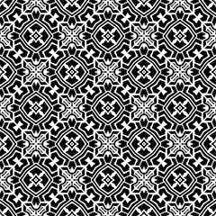 Vector geometric traditional folk ornament. Ethnic seamless pattern. Minimal ornamental background with abstract shapes. Black and white texture. Dark repeat design.