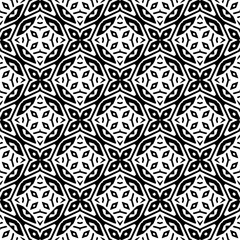 Vector geometric traditional folk ornament. Ethnic seamless pattern. Minimal ornamental background with abstract shapes. Black and white texture. Dark repeat design