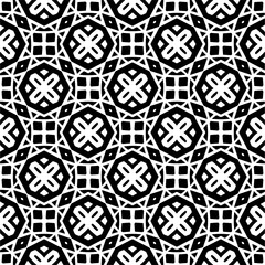 Vector geometric traditional folk ornament. Ethnic seamless pattern. Minimal ornamental background with abstract shapes. Black and white texture. Dark repeat design