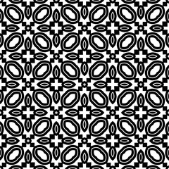 Vector geometric traditional folk ornament. Ethnic seamless pattern. Minimal ornamental background with abstract shapes. Black and white texture. Dark repeat design