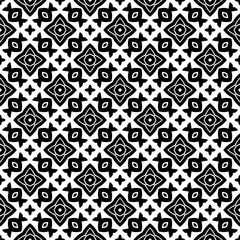 Vector geometric traditional folk ornament. Ethnic seamless pattern. Minimal ornamental background with abstract shapes. Black and white texture. Dark repeat design