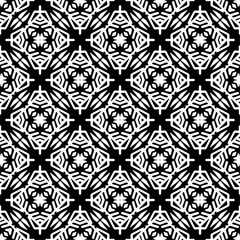 Vector geometric traditional folk ornament. Ethnic seamless pattern. Minimal ornamental background with abstract shapes. Black and white texture. Dark repeat design