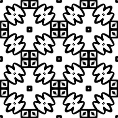 Vector geometric traditional folk ornament. Ethnic seamless pattern. Minimal ornamental background with abstract shapes. Black and white texture. Dark repeat design