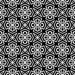 Vector geometric traditional folk ornament. Ethnic seamless pattern. Minimal ornamental background with abstract shapes. Black and white texture. Dark repeat design