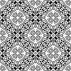 Vector geometric traditional folk ornament. Ethnic seamless pattern. Minimal ornamental background with abstract shapes. Black and white texture. Dark repeat design