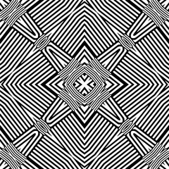 Vector geometric traditional folk ornament. Ethnic seamless pattern. Minimal ornamental background with abstract shapes. Black and white texture. Dark repeat design