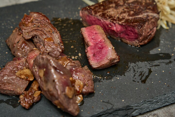 ランプ肉のステーキプレート