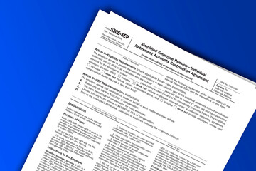 Fototapeta premium Form 5305-SEP documentation published IRS USA 07.17.2012. American tax document on colored
