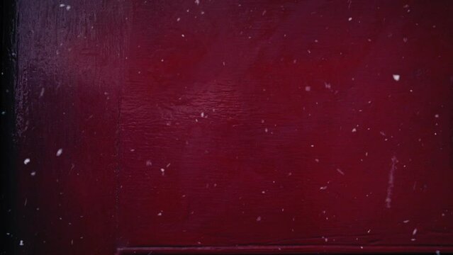 Snow Falls On Man Knocking Door Winter Scene