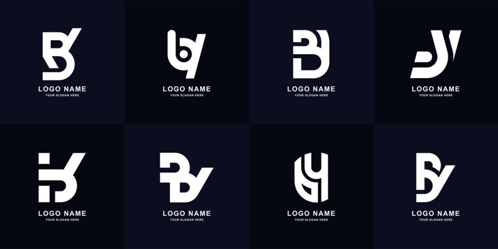 Collection letter BY or YB monogram logo design