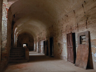 Old abandoned building, creepy corridor. 