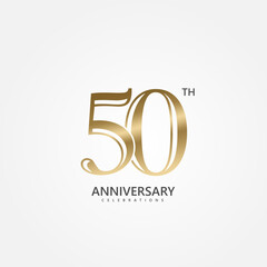 50th Anniversary logotype golden design, Fifty years Celebrating Anniversary. 