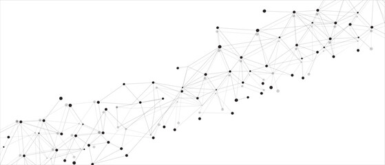 Obraz premium Black network. Abstract connection on white background. Network technology background with dots and lines for desktop. Ai system background. Abstract concept. Line background, network technology