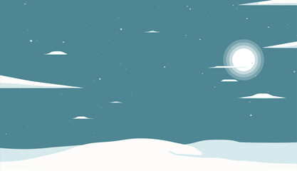 Vector illustration. Flat winter landscape. Simple snowy backgrounds. Snowdrifts. Snowy weather. Winter season. Panoramic wallpapers.