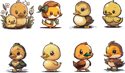 Vector collections of cute duck for kids illustrations