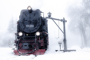 Brocken Bahn 99234 im Schneesturm