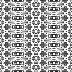 Stylish texture with figures from lines.
Abstract geometric black and white pattern for web page, textures, card, poster, fabric, textile. Monochrome graphic repeating design. 