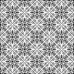 Stylish texture with figures from lines.
Abstract geometric black and white pattern for web page, textures, card, poster, fabric, textile. Monochrome graphic repeating design. 