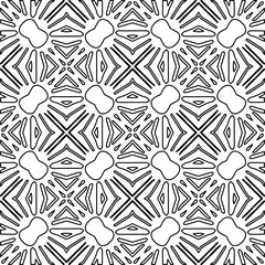 Stylish texture with figures from lines.
Abstract geometric black and white pattern for web page, textures, card, poster, fabric, textile. Monochrome graphic repeating design. 