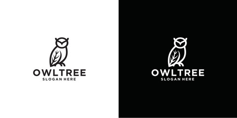 The bird symbol. Animal cartoon mascot. Wildlife. Owl vector sign. leaf and owl combination.Owl icon.
