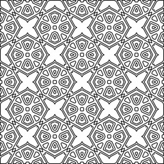 Stylish texture with figures from lines.
Abstract geometric black and white pattern for web page, textures, card, poster, fabric, textile. Monochrome graphic repeating design. 