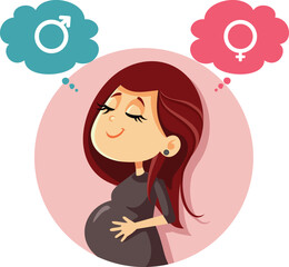 Pregnant Woman Not Knowing the Gender Before Birth Vector Illustration. Mother to be not showing interest in baby gender for a prenatal reveal 
