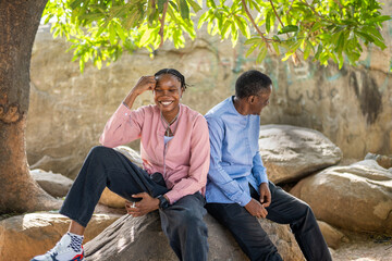 Two queer masculine women at the park