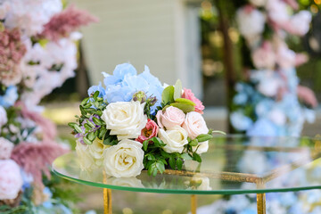 wedding ceremony decoration wedding bouquet bouquet hydrangea and roses