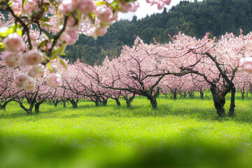 A field of cherry blossoms, Generative AI