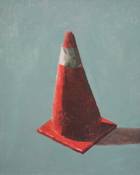 Traffic Cone for Road Construction, Oil Painting on Canvas