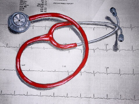 Stethoscope and electrocardiogram illustration