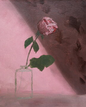 Rose, Light and Shadow, Oil Painting on Canvas