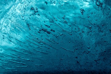 cold Ice inside with water drops