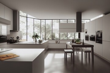 Fototapeta premium Modern light colored kitchen