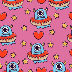 Monster doodle cartoon illustration pattern design