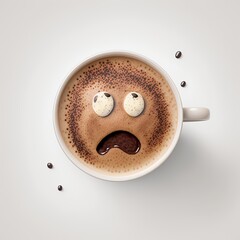 café, cappucino, emoticons, latte art, coffee, smile, sad, GENERATIVE AI