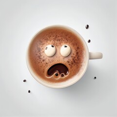 café, cappucino, emoticons, latte art, coffee, smile, sad, GENERATIVE AI