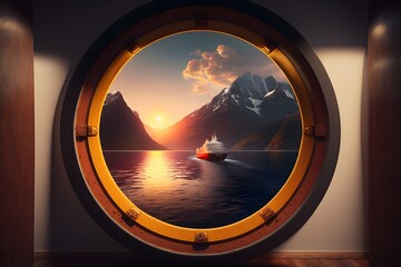 design inside a circle of cruise ship created using AI Generative Technology