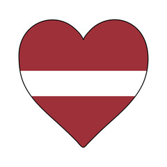 Latvia Heart Shape Flag. Love Latvia. Visit Latvia. Northern Europe. Europe. European Union. Vector Illustration Graphic Design.