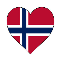Norway Heart Shape Flag. Love Norway. Visit Norway. Northern Europe. Europe. European Union. Vector Illustration Graphic Design.