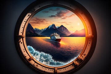 design inside a circle of cruise ship created using AI Generative Technology