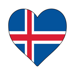 Iceland Heart Shape Flag. Love Iceland. Visit Iceland. Northern Europe. Europe. European Union. Vector Illustration Graphic Design.