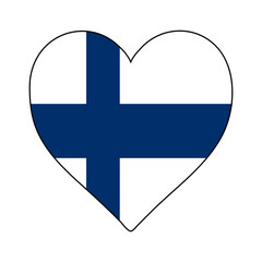 Finland Heart Shape Flag. Love Finland. Visit Finland. Northern Europe. Europe. European Union. Vector Illustration Graphic Design.