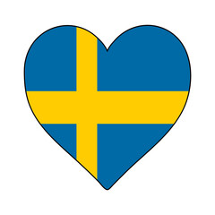 Sweden Heart Shape Flag. Love Sweden. Visit Sweden. Northern Europe. Europe. European Union. Vector Illustration Graphic Design.