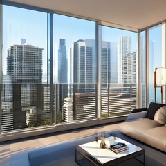 Sleek high-rise apartment with city views3, Generative AI