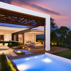 Stylish contemporary home with large balcony3, Generative AI