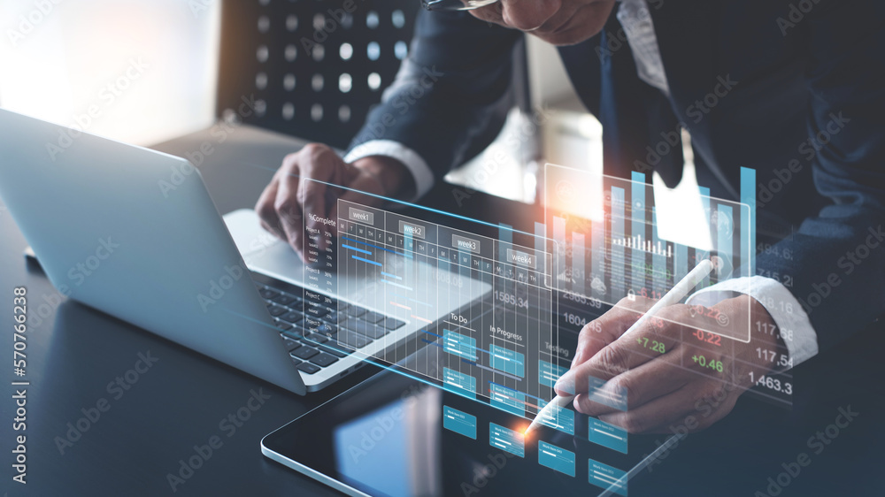 Aufkleber business analytics (ba), data analysis with key performance indicators (kpi) dashboard. businessman 