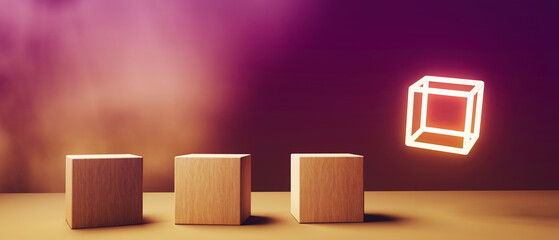 One out unique cube in the air - 3D render