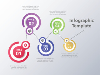 Abstract 5 steps Timeline infographic elements. Vector illustration.